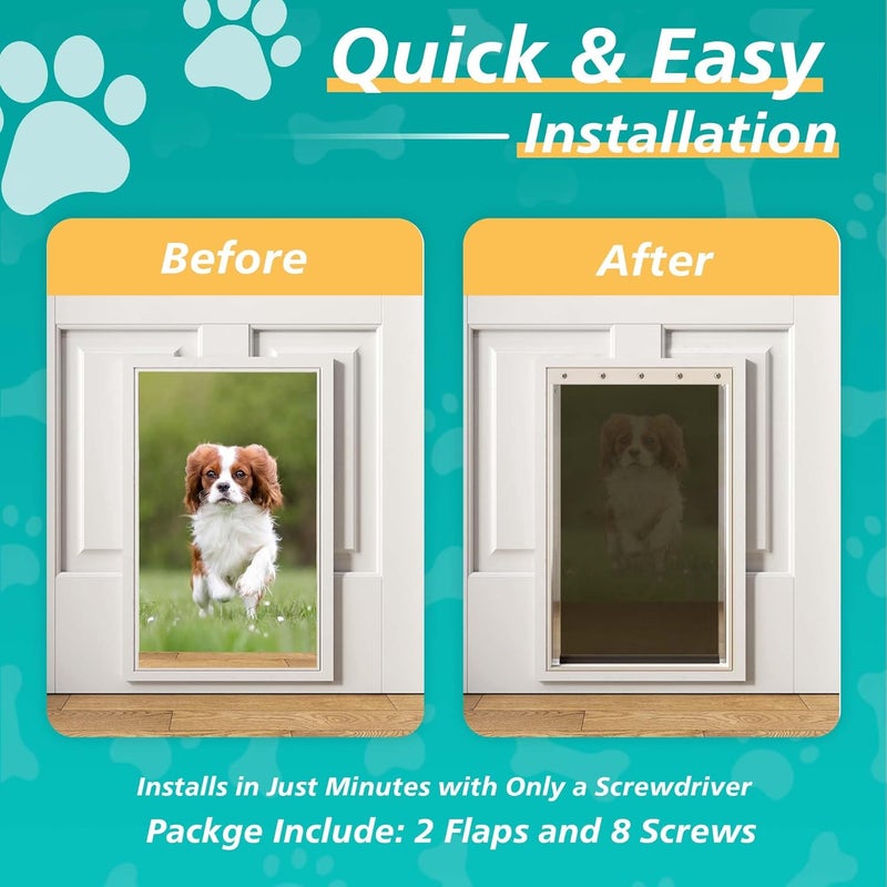 MOLYLY 2PACK Medium Dog Door Replacement Flaps with Screws, Compatible with Petsafe Freedom PAC11-11038, Weather-Proof & Warp-Resistant, Dog and Cat Flap, 12 7/8'' × 8 1/8'' - Image 3